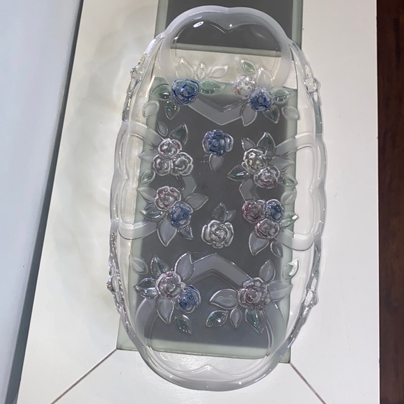 Vintage Studio Nova (Mikasa) Glass Crystal Serving
Platter Hearts&Pastel Flowers - Picture 2 of 9